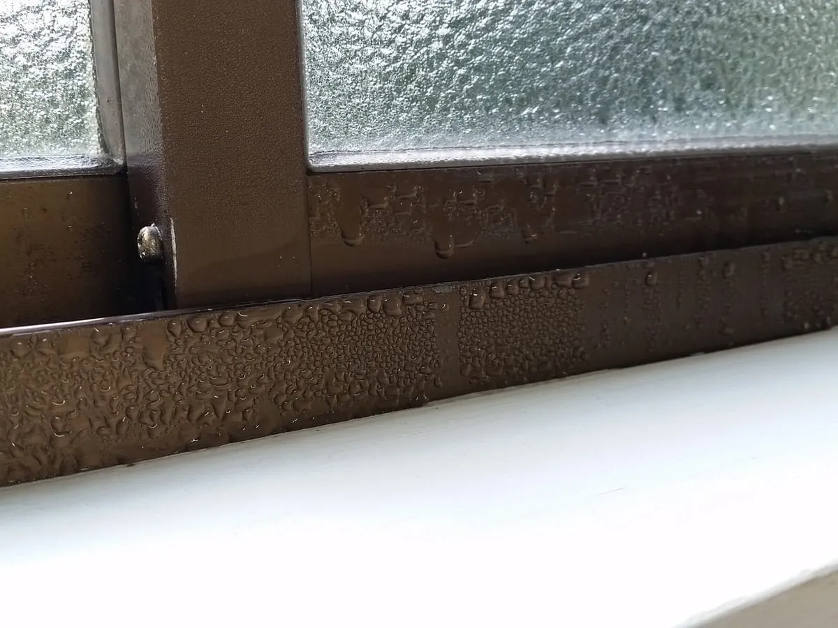 Condensation forming on a window and sill