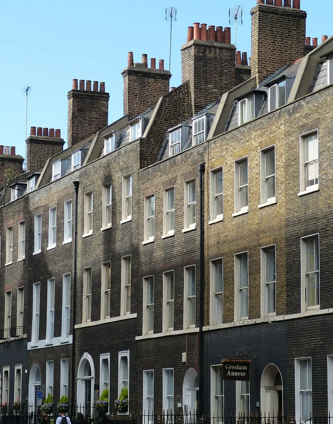 A row of period terraced house facades